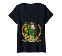 Womens San Judas de Tadeo: Mexico's Defender of Lost Causes V-Neck T-Shirt