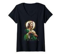 Womens San Judas Tadeo Siempre A Mi Lado Spanish Jesus V-Neck T-Shirt