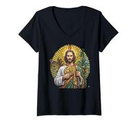 Women's San Judas Tadeo Siempre A Mi Lado V-Neck T-Shirt