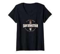 Womens San Sebastián Spain Label Coordinates 2C V-Neck T-Shirt