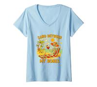 Womens Sand Between My Bones Funny Beach Skeleton Vacation Summer V-Neck T-Shirt