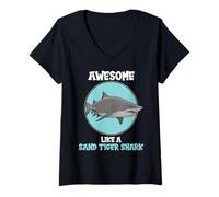 Womens Sand Tiger Sharks Awesome Like a Sand Tiger Shark V-Neck T-Shirt