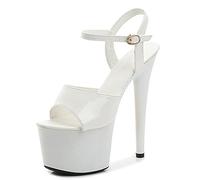 Women's Sandals 17Cm High Heels Sexy Stripper Stage Performance Pole Dancing High Heels Nightclub Party Dance Platform Sandals,White,9 UK