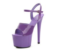 Women's Sandals 17Cm High Heels Sexy Stripper Stage Performance Pole Dancing High Heels Nightclub Party Dance Platform Sandals,Purple,8 UK