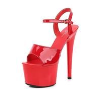 Women's Sandals 17Cm High Heels Sexy Stripper Stage Performance Pole Dancing High Heels Nightclub Party Dance Platform Sandals,Red,4 UK