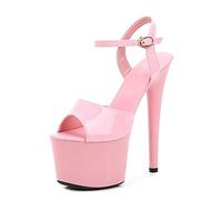 Women's Sandals 17Cm High Heels Sexy Stripper Stage Performance Pole Dancing High Heels Nightclub Party Dance Platform Sandals,Pink,7 UK