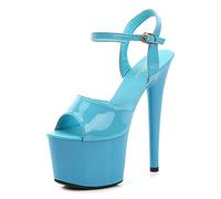 Women's Sandals 17Cm High Heels Sexy Stripper Stage Performance Pole Dancing High Heels Nightclub Party Dance Platform Sandals,Blue,4 UK