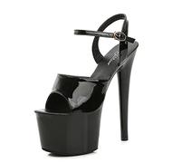 Women's Sandals 17Cm High Heels Sexy Stripper Stage Performance Pole Dancing High Heels Nightclub Party Dance Platform Sandals,Black,4 UK