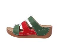 Women's Sandals 2026 Casual Slip-On Sandals with Hole Pattern, Two-Tone, Beach Shoes, Summer, Comfortable, Lightweight Sandals, Green, 6 UK