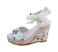 Women's Sandals 2026 Fashionable Platform Sandals with Floral Pattern, Open Toe, Comfortable Heel, Ideal for Elegant Casual Black Slippers, multicoloured, 6 UK