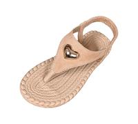 Women's Sandals 2026 Flat Sandals with Jute Sole Velvet Strap for Casual Comfort Breathable Summer Clothing Elegant Comfortable Lightweight Summer Shoes, khaki, 8.5 UK