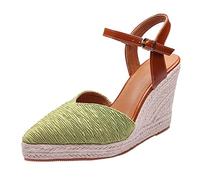 Women's Sandals 2026 Summer Fishing Shoes Wedge Sandals Women's Platform High Heel Thick Sole Point Toe Espadrilles Sandals Elegant Comfortable Lightweight Women's Sandals, Green, 9 UK