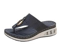 Women's Sandals 2026 Women's Sandals Fashionable Pattern Simple Plain Comfortable Wedge Lightweight Flip Flop Slippers Elegant Casual Platform Strappy Sandals, blue, 8 UK