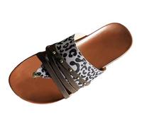 Women's Sandals and Sandals Cross-Strap Studded Cross Strap Flip Flops Women Printed Upper Open Toe Thick Sole Slides Retro Bohemian Beach Holiday Going Out Summer, 01 Grey, 6 UK