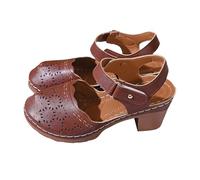 Women's Sandals Block Heel Platform Sandals High Heels Ankle Strap Dress Wedding Strappy Pumps Clip Pumps Sandals Closed Toe Pumps Perfect for Weddings and Parties, brown, 5 UK