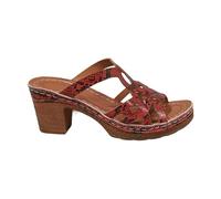Women's Sandals Block Heel Plus Size Pumps Open Toe Openwork Upper Geometric Cut Out Back Open Sole Slightly Thick City Style Casual Chic Spring Summer, 01 Red, 6 UK