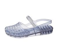 Women's Sandals Clogs, Mules, Slides and Jellyfish Shoes Translucent Glitter Slip-On Slip-On, Openwork Toe, Back Strap, Rhinestone Barrette | Beach Pool Holiday Summer Home, 01 Sky Blue, 4 UK