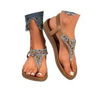 Women's Sandals Comfortable Flip Flops for Everyday Beach Holiday Leisure Dates with Glitter Design, brown, 6 UK