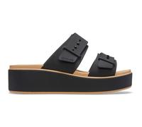 Crocs Women, Brooklyn Buckle Matte Wrap Low Wedge, Black/Cashew, 6 UK Women