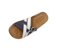 Women's Sandals Crossover Flip Flops Thick Sole Wedge Sandals Breathable Orthoslipper Arch Support Sandals Boho Sliders Wide Footbed Beach Sandals Fashion Roman Sandals, lightblue, 6 UK