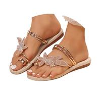 Women's Sandals, Elegant Flat Strap Sandals, Women's Elastic Band, Slingback Sandals, Breathable Sandals, Casual Beach Sandals, Non-Slip Slippers, Summer Comfortable Slippers, gold, 9 UK