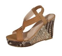 Women's Sandals Fish Mouth Roman Shoes Outdoor Clothing Holiday Breathable Thick Wedge Heel Elastic Comfortable Leisure Sandals Women's Shoes 43 Trainers, brown, 2/2.5 UK
