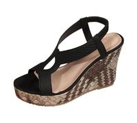 Women's Sandals Fish Mouth Roman Shoes Outdoor Clothing Holiday Breathable Thick Wedge Heel Elastic Comfortable Leisure Sandals Women's Shoes 43 Trainers, black, 2/2.5 UK
