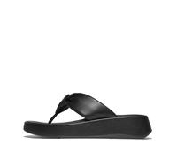 FitFlop Women's F-Mode Knot Soft-Leather Flatform Toe-Post Sandals Wedge, All Black, 7 UK