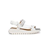 Geox Women's D FLEXTRIDE S D Wedge Sandal, White/LT Grey, 38 EU
