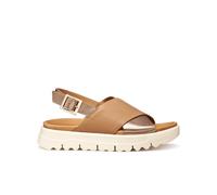 Geox Women's D XAND 2.1S E Wedge Sandal, Beige/DK Beige, 37 EU