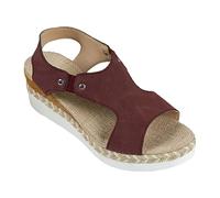 Women's Sandals Heel Peep Open Toe Cap Summer Shoes with Wedge Heel Thick Sole Height Increased Slippers Comfortable Holiday Heel Peep Open Toe Cap Sandals Garden Shoes, Wine Red, 8 UK