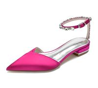 Women's Sandals, High Heel Sandals, Ankle Strap Heels, Satin & Crystal Upper, Low Block Heel Bridal Sandals, Wedding Prom Party Evening Shoes,E,40