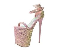 Women's Sandals High Heels Glitters Pumps Pointed Toe Stiletto Heels Waterproof Platform Height 11CM Heel Height 22CM