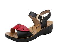Women's Sandals, Mules, Sandals, Fashionable Soft Comfort Slippers, Beach Sandals, Leather, Fashion, Hollow Out Platform, Beach Sandals, Vintage, Casual, Non-Slip, Open Toe, black, 6 UK
