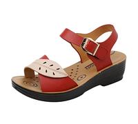 Women's Sandals, Mules, Sandals, Fashionable Soft Comfort Slippers, Beach Sandals, Leather, Fashion, Hollow Out Platform, Beach Sandals, Vintage, Casual, Non-Slip, Open Toe, red, 7 UK