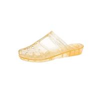 Women's Sandals Mules Transparent Jelly Slip On Closed Toe Open Back Double Strap Top Hollow Out Low Heel Sandals | Spring Summer Beach Home Leisure Shoes, 01 Yellow, 4 UK