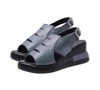 Womens Sandals Open Toe Summer Large Slope Heel Roman Shoes High Mouth Thick Sole Beach Designer For Women Leather Walking Ladies Wide Fit White Comfy Uk Comfort Foot Wedge Navy 4