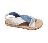 Women's Sandals | Open Toe, Twisted Cross Straps, Slingback Back Strap, Braided Edge Flat Sole, Printed Or Floral Upper | Casual Barefoot Beach Shoes Open Toe Shoes Outdoor, 01 White, 9 UK