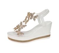 Women's Sandals Rhinestones Wedge Sandals Sparkly Dressy Summer Open Toe High Heel Elastic Ankle Strap Casual Party Dress Shoes Espadrille Wedge Sandal Butterfly Pearl Rhinestone Platform Heels shoe
