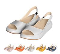 Women'S Sandals Sandals for Women UK Ladies Orthopedic Sandal Beach Travel Flat Slippers Ladies Wedge Slingback Walking Shoes Memory Foam Mid Heels Fashion Summer Slipper (White, 7)