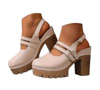 Womens Sandals Size 4 Retro Mary Jane Chunky Heel Sandals For Women Platform With A Single Strap Versatile And Stylish. Womens Size 4 (Beige, 6.5)