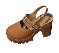 Womens Sandals Size 4 Retro Mary Jane Chunky Heel Sandals For Women Platform With A Single Strap Versatile And Stylish. Womens Size 4 (Brown, 5.5)