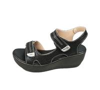 Womens Sandals Size 7 Wide For Women 2025 Strappy Arch Support Flat Wedge Walking Open Toe Ankle Strap Comfortable Platform Shoes Summer Beach Casual (Black, 4)