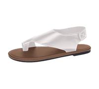 Womens Sandals Size 7 Women's Casual Flat Sandals Pure Color Casual Flat Suitable For Various Occasions Womens Size 7 (White, 7)