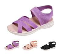 Women's Sandals Size Slip on Open Toe Crisscross Band Ultra Lightweight Comfortable Cushioned Flat Outdoor Sporty Sandal Knit Washable Ladies Sandles