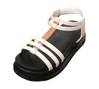 women's sandals & slides Ladies Sandals Women's Strappy Stylish Summer Sandal Platform Solid Hollow Out Shoe High Elastic Ankle Strap Wide Fitting Slide Cush orthopedic shoes for women White 4.5