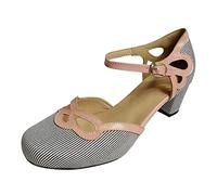 Women'S Sandals & Slides Mary Style Retro Women Cutout Low Chunky Stripe Strap Heel Shoe Sandalas