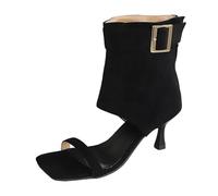 Women'S Sandals Slides Retro Suede Open Toe Stiletto Sandals Stylish Heel Ankle Boots With Leather Embellishments Sophisticated And Versatile Summer Fashion Gold For Women (4)