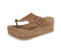 Women's Sandals & SlidesSummer Women's Casual Platform Slippers with Herringbone Pattern and Solid Design for Everyday Wear (Khaki, 5.5)