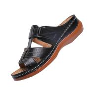 Womens Sandals Slope Heel Thick Sole Hollow Slippers For Women's Large Casual Pedal Sewn Slope Heel Stripe Cool Slippers